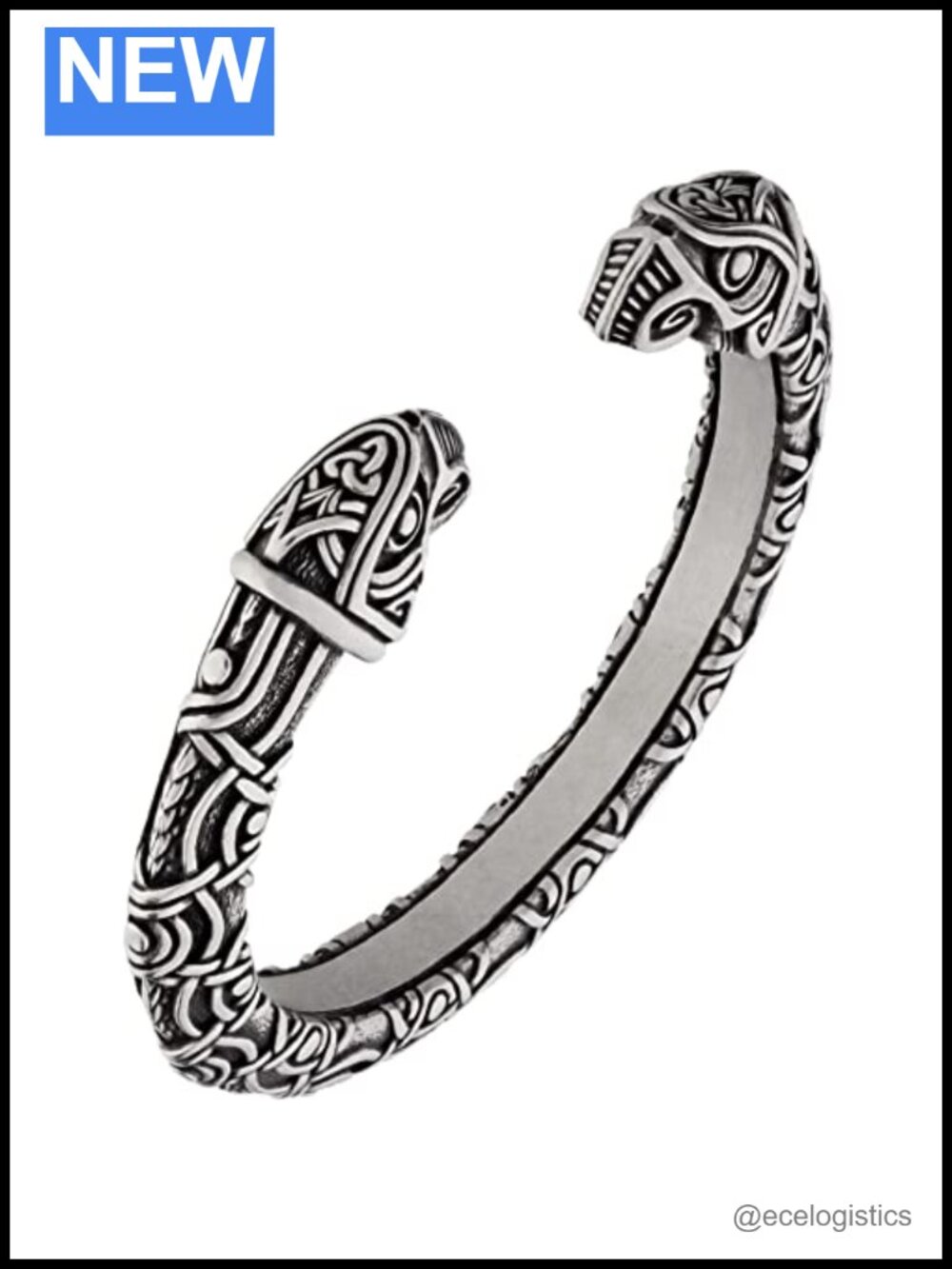 Viking Cuff Bracelet Pewter Metal Odin's Ravens Norse Jewelry Adjustable